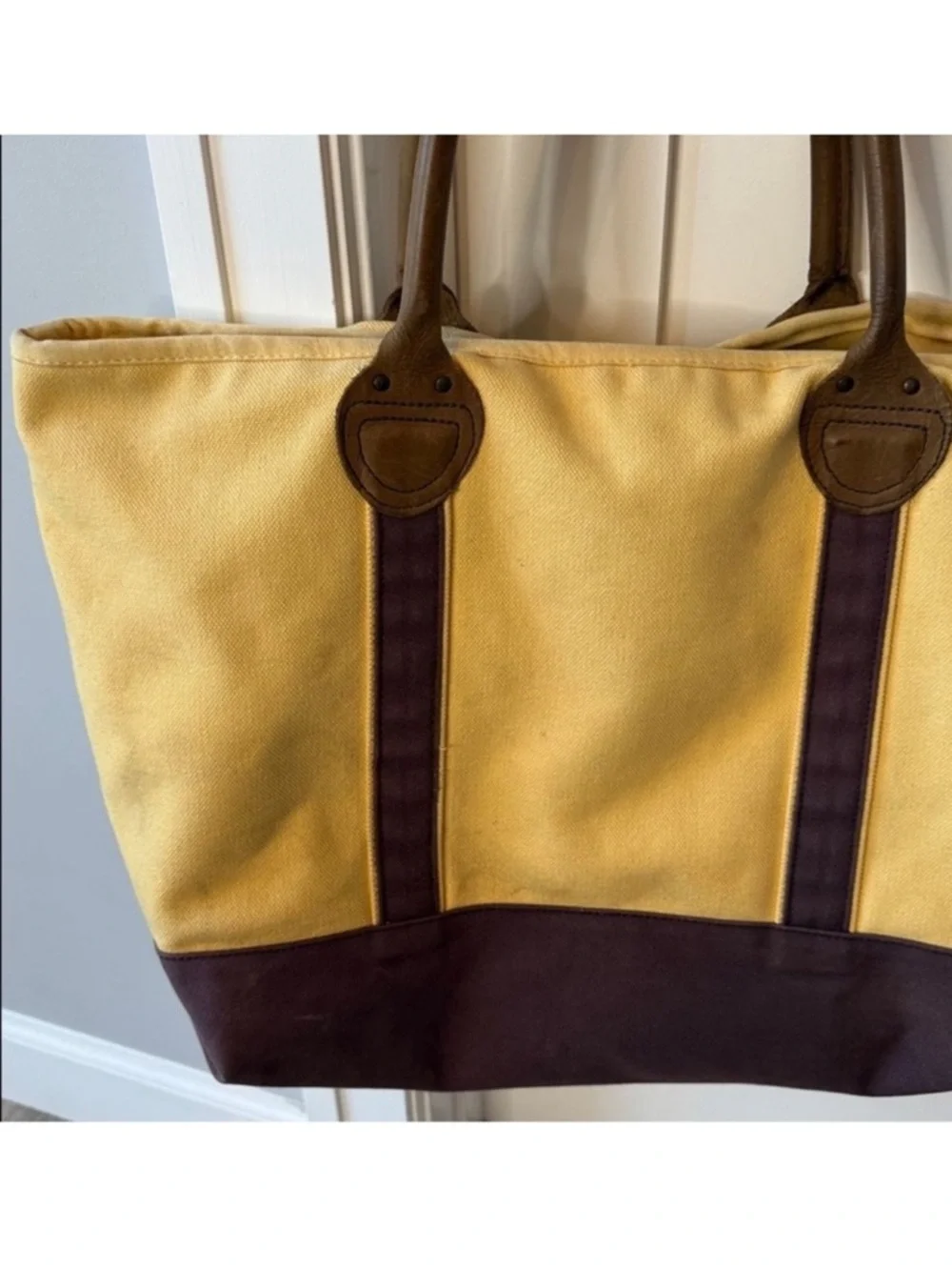 Restoration Hardware Large Canvas Leather Handle Tote Bag - Picture 2 of 4